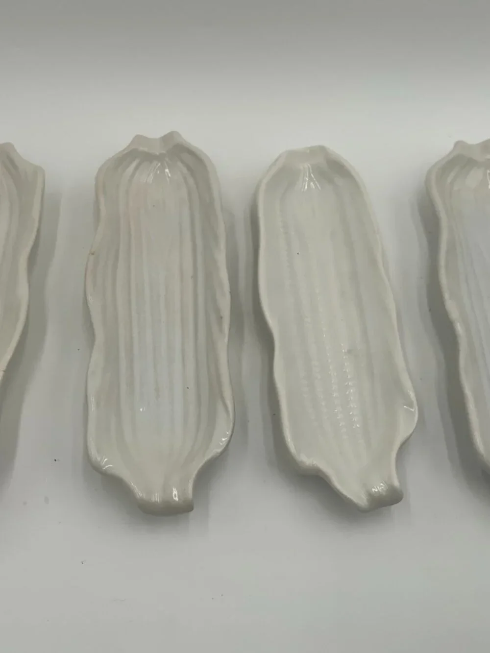 Ivory Ceramic Corn on the Cob Holders Japan Set Of 4